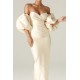 Alieva Discount - Tiffany Dupioni Puff Sleeve Maxi Dress (Beige)