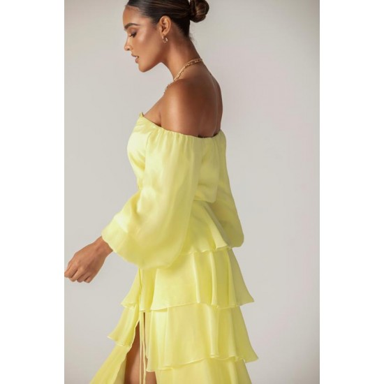 Alieva Discount - Dorra Floral Chiffon Dress (Yellow)