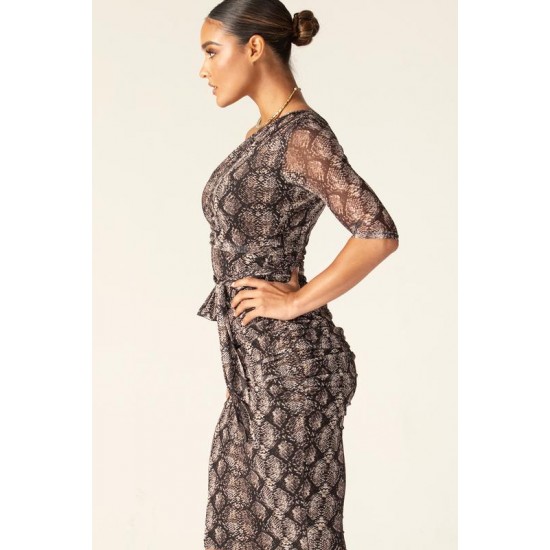 Alieva Discount - Dolly Elegant Midi Dress (Snake Print)