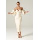 Alieva Discount - Tiffany Dupioni Puff Sleeve Maxi Dress (Beige)